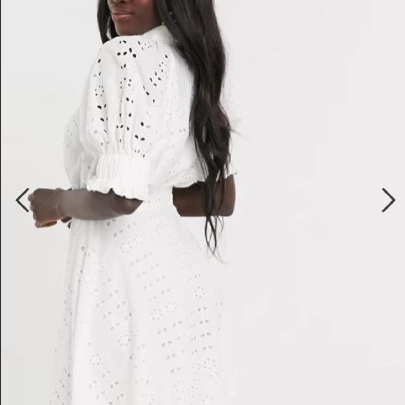 ASOS DESIGN broderie mini dress with puff sleeves - Picture 3 of 6